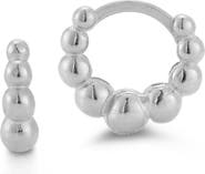 CHLOE AND MADISON Sterling Silver Beaded Huggie Hoop Earrings