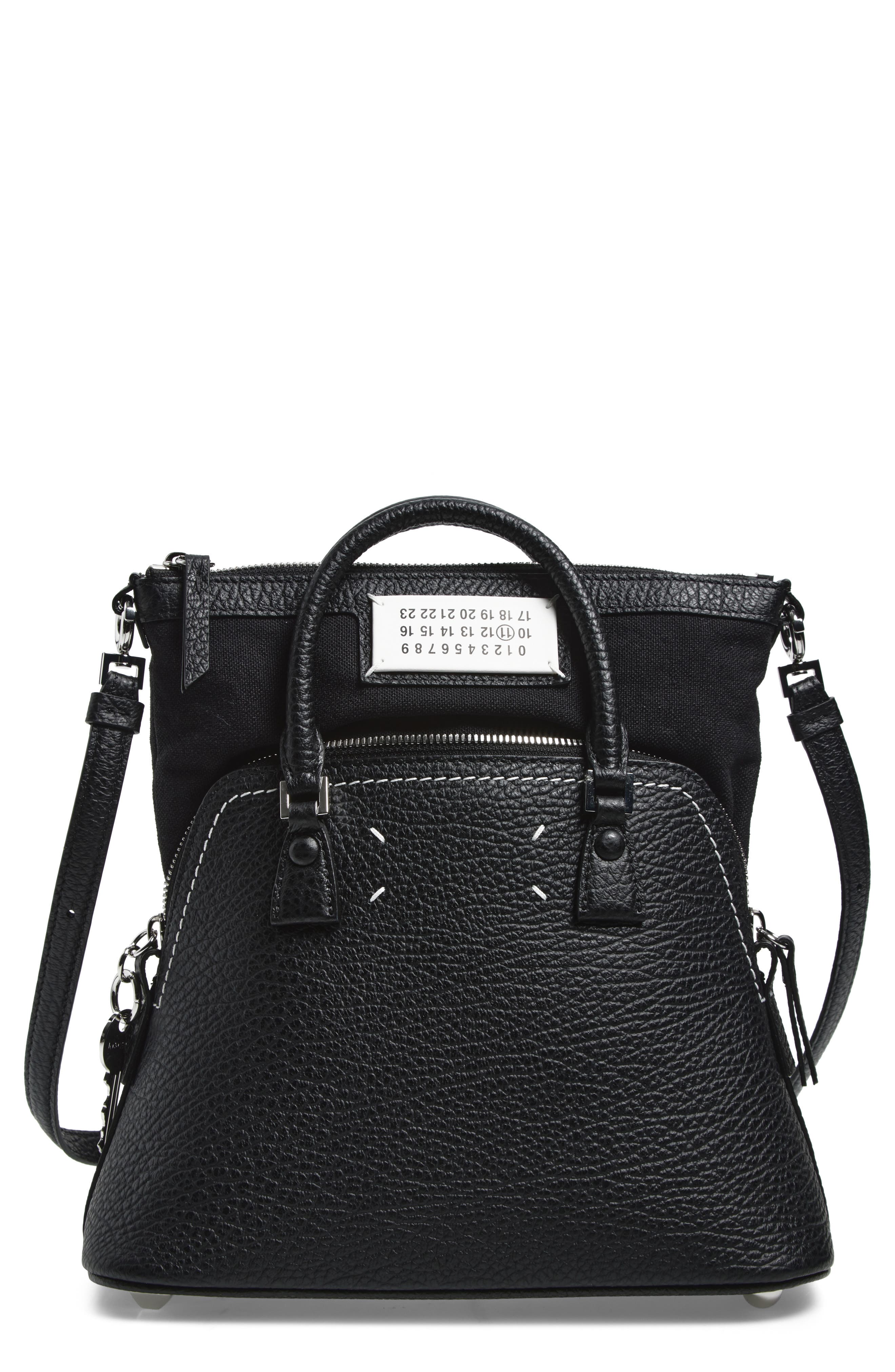 Maison Margiela Mini 5AC Classique Leather Handheld Bag, Main, color, Black