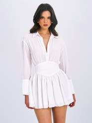 Miss Circle Jamila Shirt Mini Dress with Embroidered Waist Detail