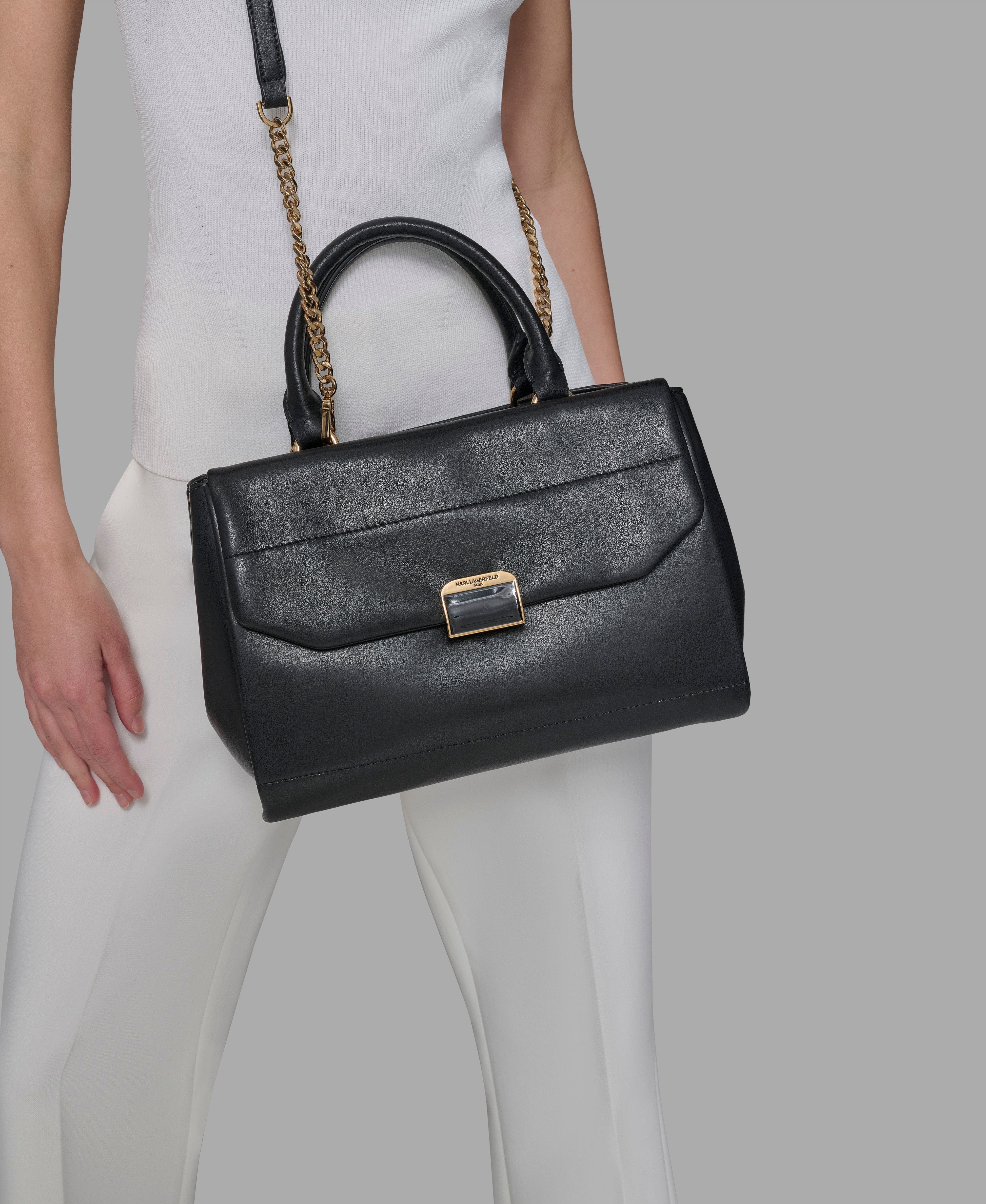 KARL LAGERFELD PARIS Liana Satchel, Alternate, color, Black