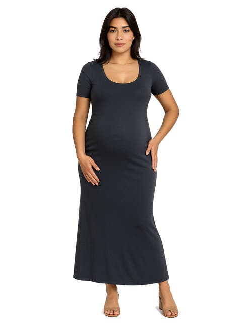 Casual Maternity Maxi Dress With Sleeves