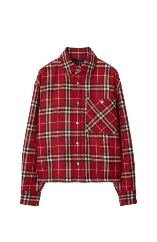 Shop Burberry Check Wool Overshirt In Geranium