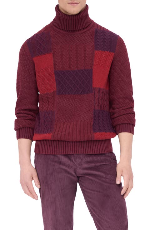 Pattern Wool Blend Turtleneck Sweater