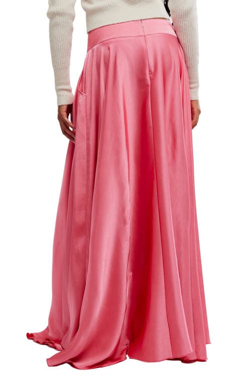 Free People Chilco Side Slit Satin Maxi Skirt In Pink