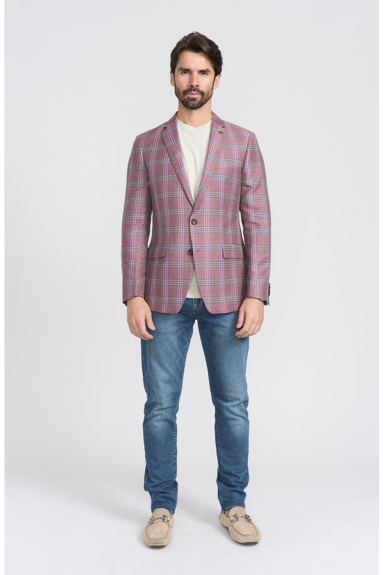 Plaid Wool Blend Sport Coat, Alternate, color, ROSE