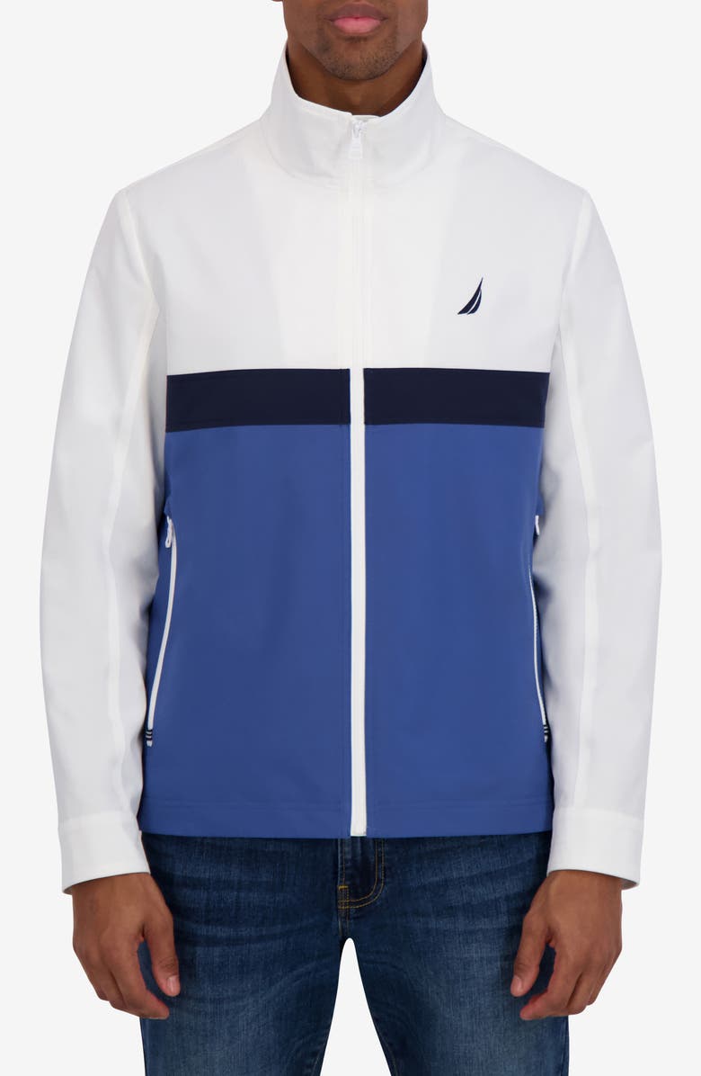 Nautica Transitional Water Resistant Bomber Jacket, Main, color, Bright White/ Blue