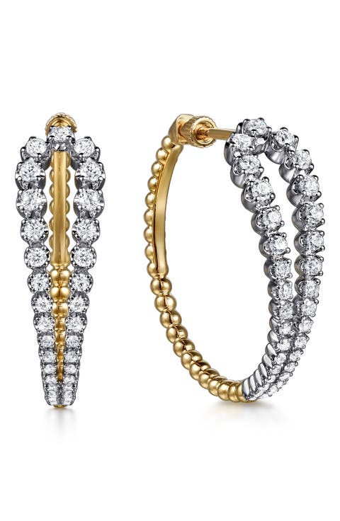 Bujuka 14k Gold Diamond Hoop Earrings
