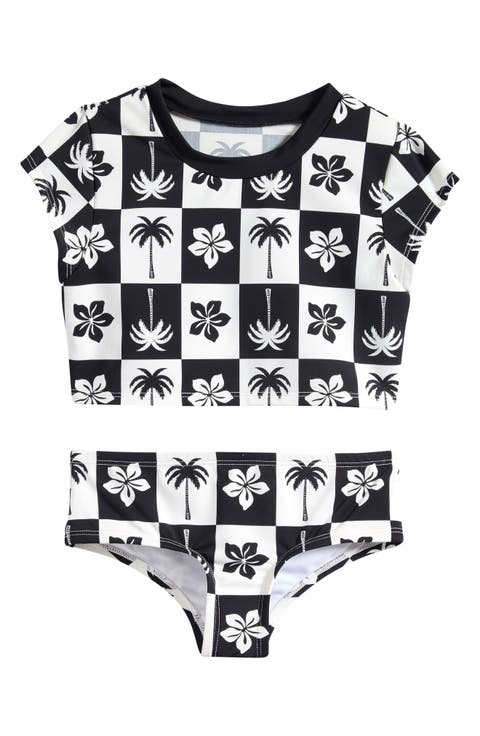 Two-Piece Cropped Top & Bottoms Swimsuit (Big Kid)