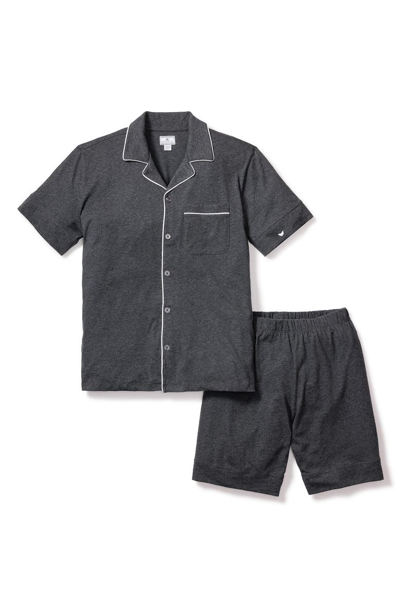 Petite Plume Heathered Pima Cotton Knit Short Pajamas, Alternate, color, Grey