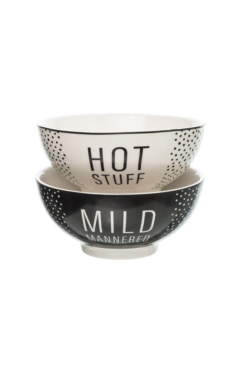 Mild /Hot Bowls Set of 2 Ceramic Black, Main, color, Black