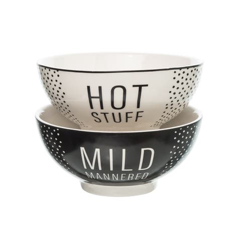 Mild /Hot Bowls Set of 2 Ceramic Black