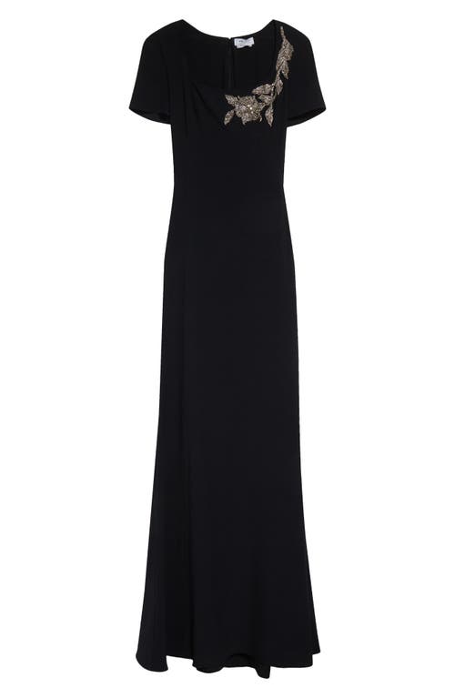 Alexander Mcqueen Mcqueen Banshee Embroidery Leaf Crepe Gown In Black