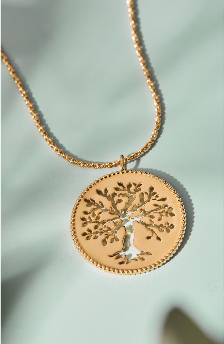 Rizen Jewelry Olive Tree Necklace, Alternate, color, 18K Gold Plated