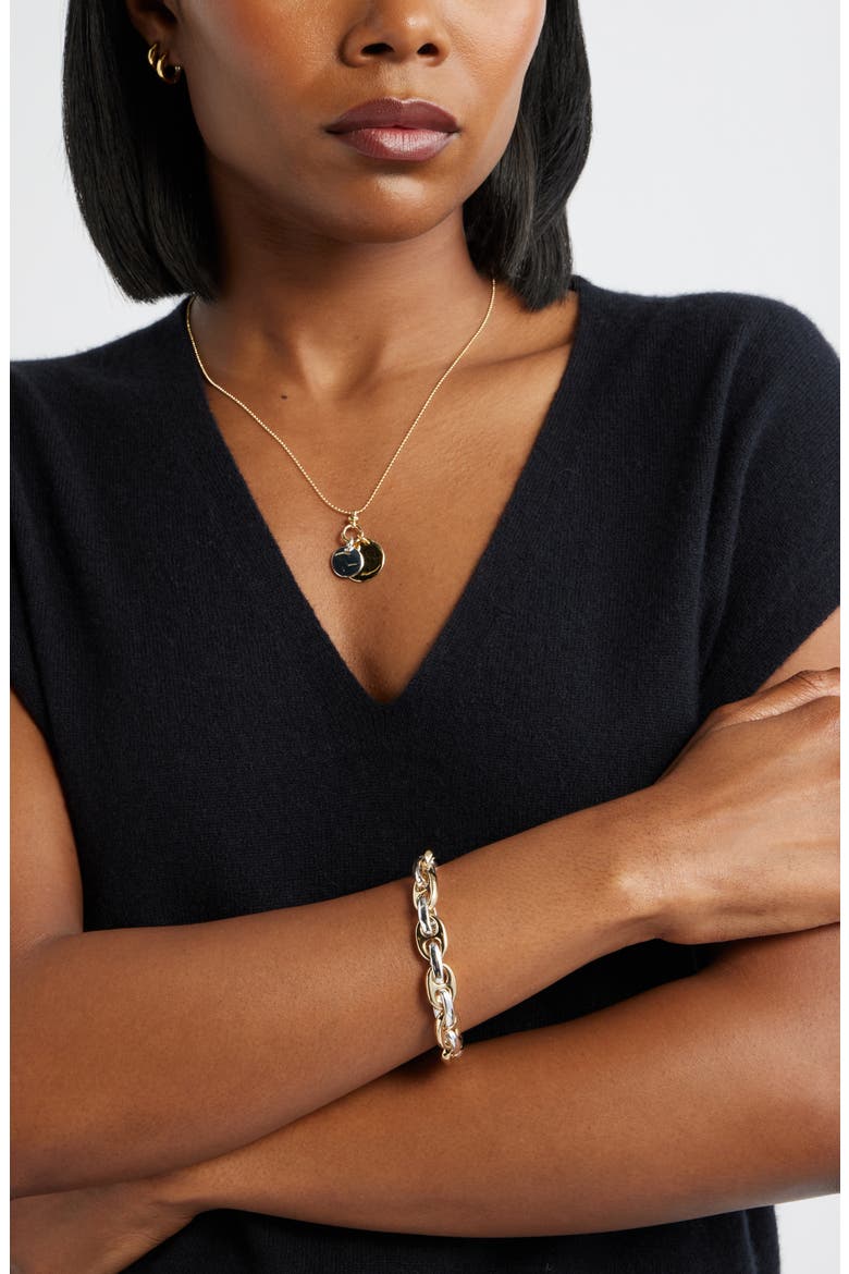 Demi Fine Double Orb Chain Necklace, Alternate, color, 14K GOLD- STERLING PLATED
