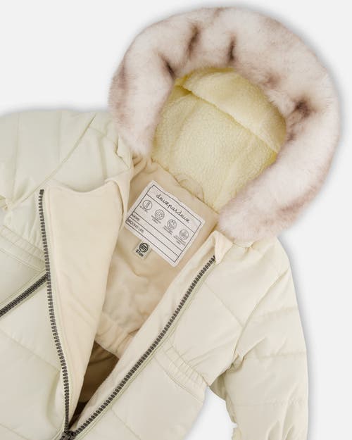 Deux Par Deux Gender Inclusive One-piece Layette Snowsuit Designed For Car Seat In White