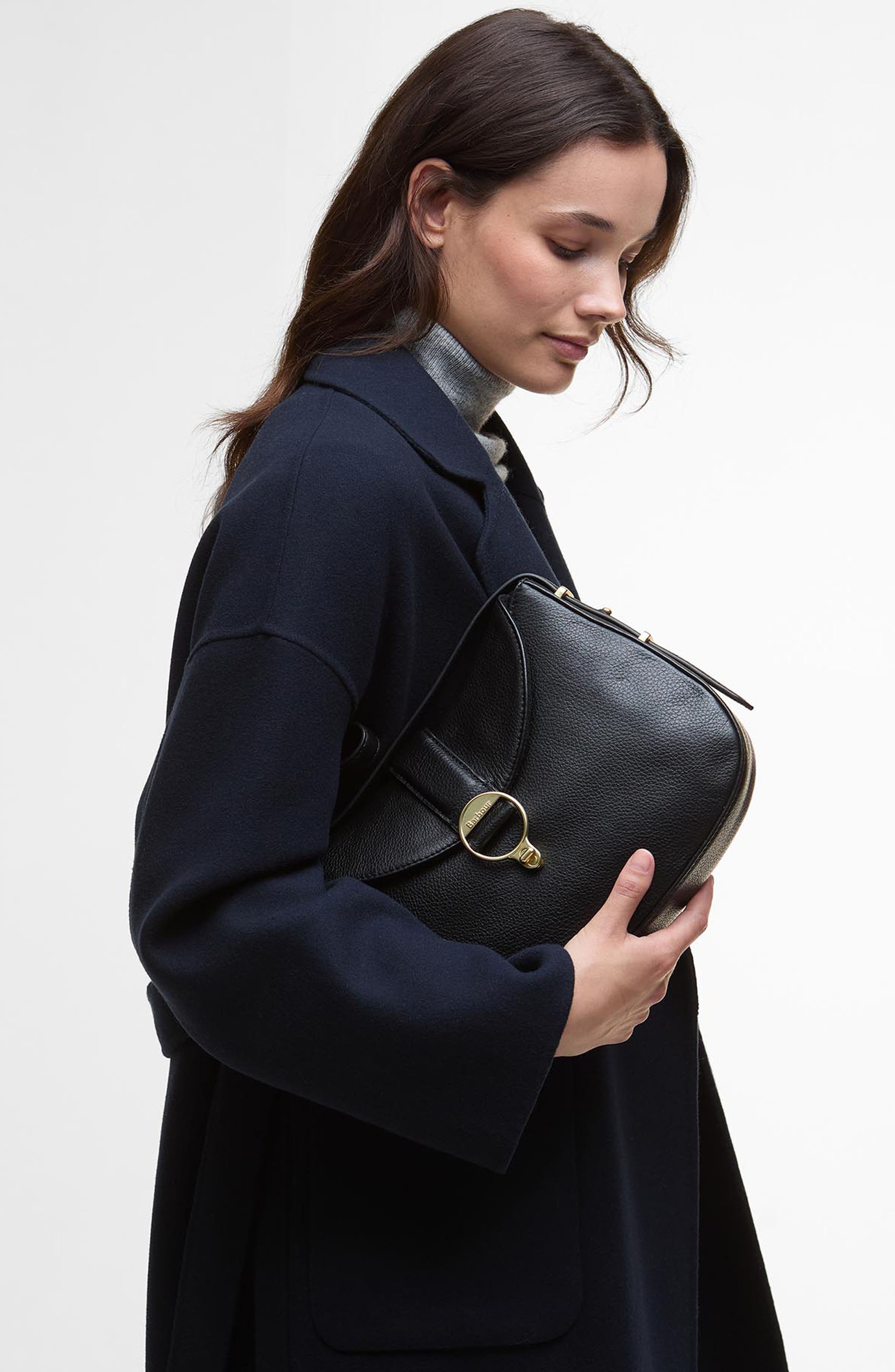 Barbour Alder Leather Sling Bag, Alternate, color, Black