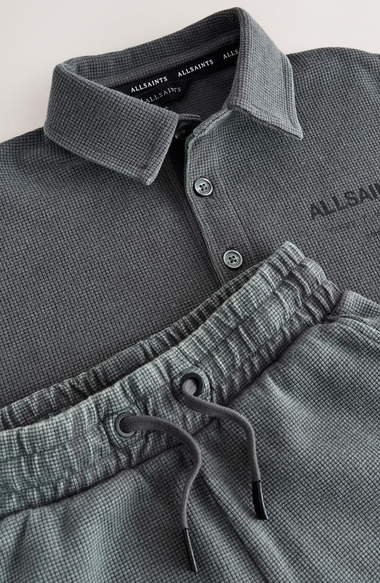 smALLSAINTS by ALLSAINTS Kids' Waffle Knit Polo & Shorts Set, Alternate, color, Black