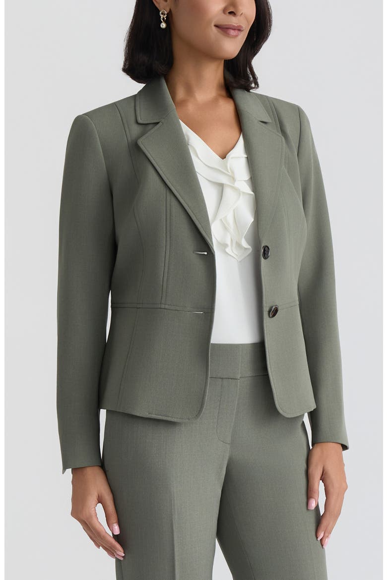 Seamed Stretch Crepe Jacket, Alternate, color, DARK SEA STONE
