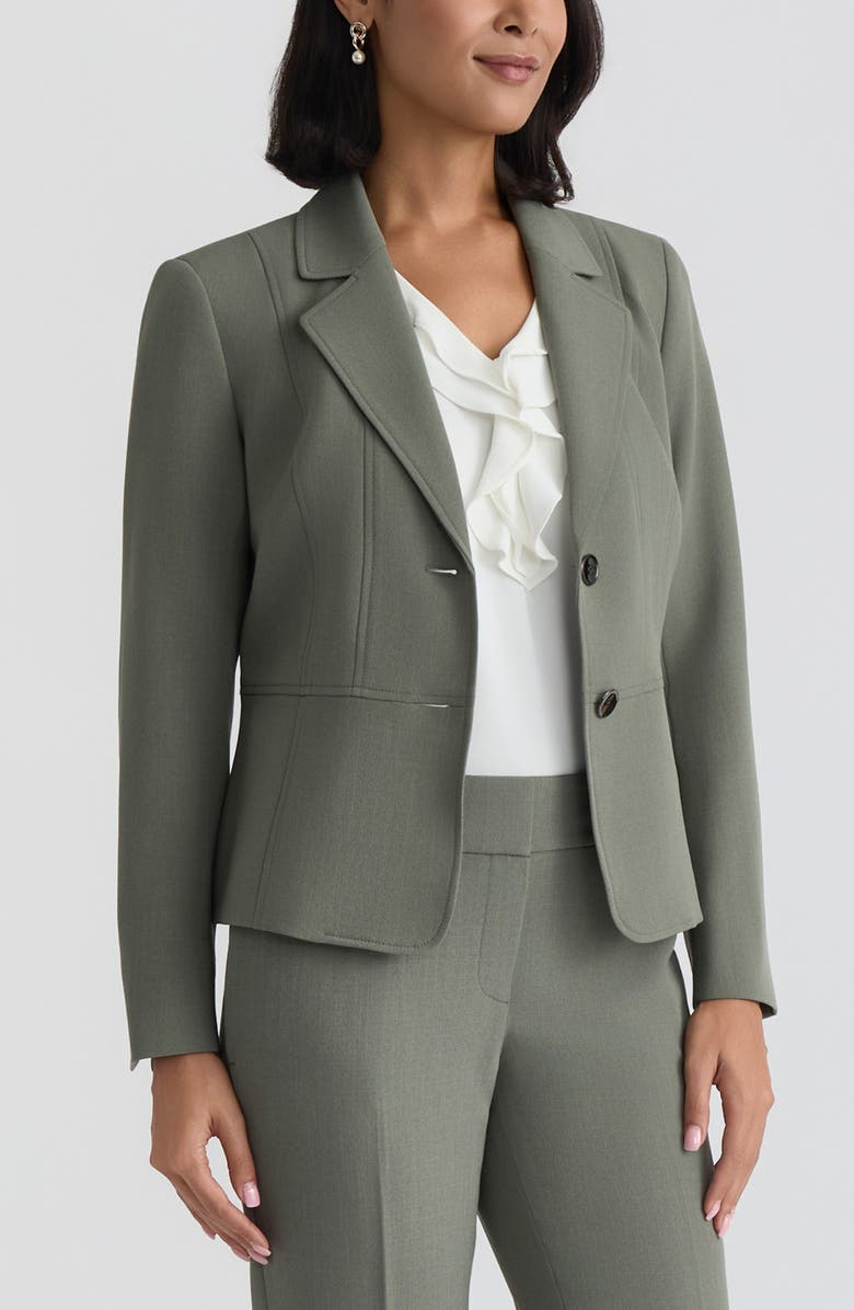 KASPER Seamed Stretch Crepe Jacket, Alternate, color, Dark Sea Stone
