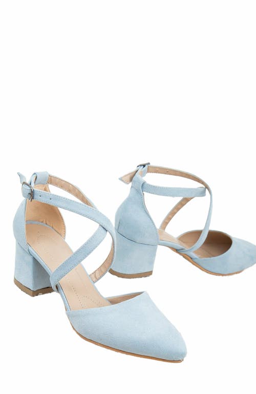 Forever & Always Shoes Dolly Low Block Heel Pumps In Blue