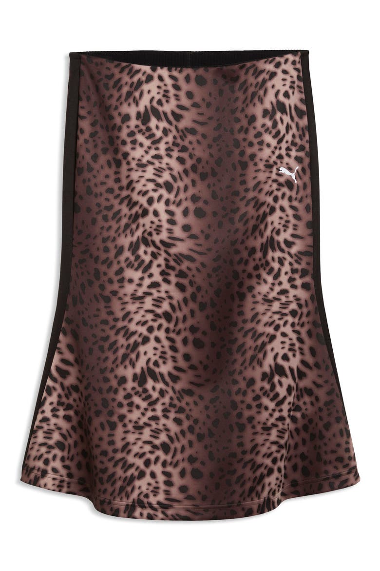 Leopard Print Bias Cut Skirt, Alternate, color, PUMA BLACK