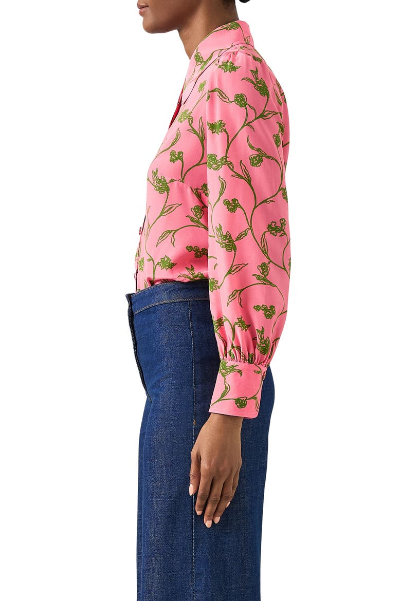 Sonya Floral Silk Button-Up Shirt, Alternate, color, PINK MULTI