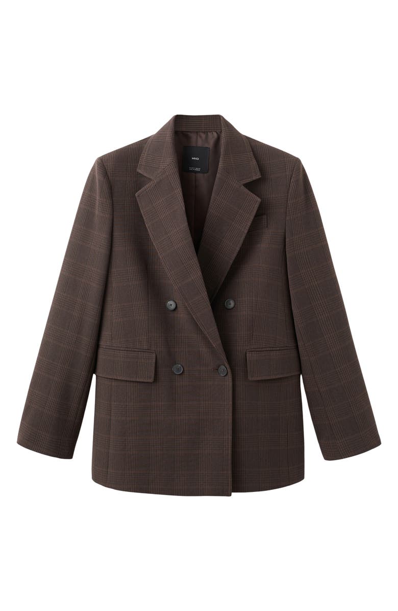MANGO Double Breasted Suit Jacket, Alternate, color, Brown