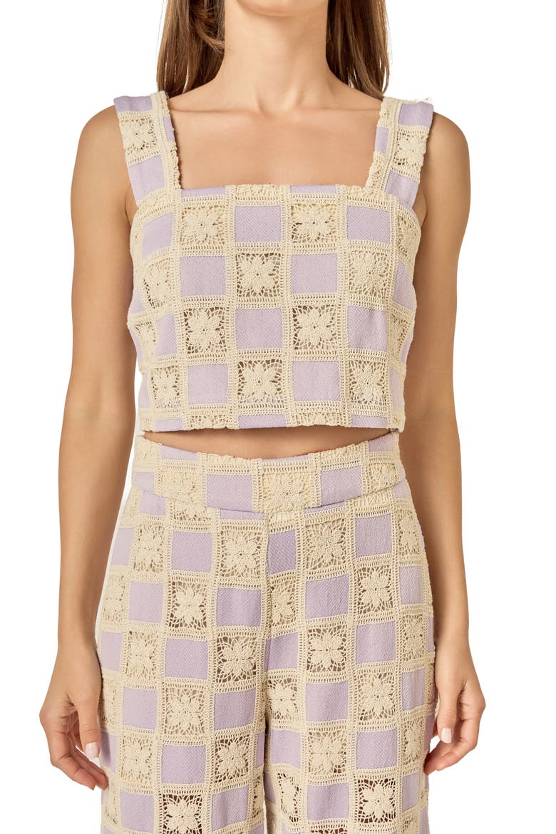 Crochet Inset Crop Top, Alternate, color, LILAC