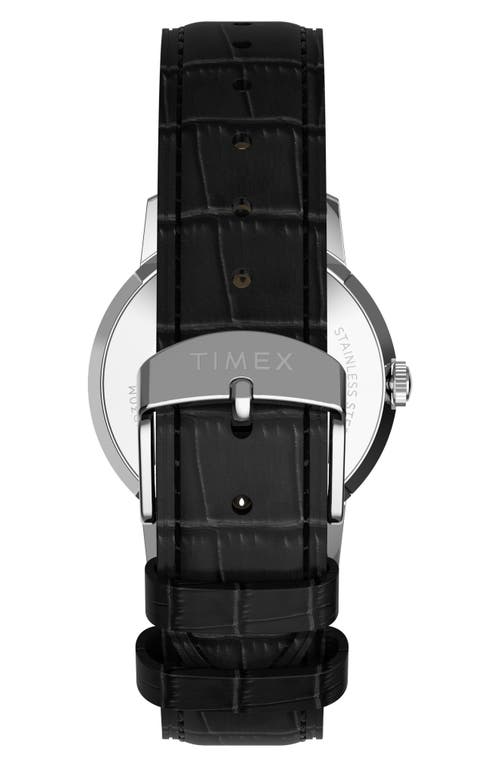 Timex ® Marlin® Croc Embossed Leather Strap Watch, 34mm In Black