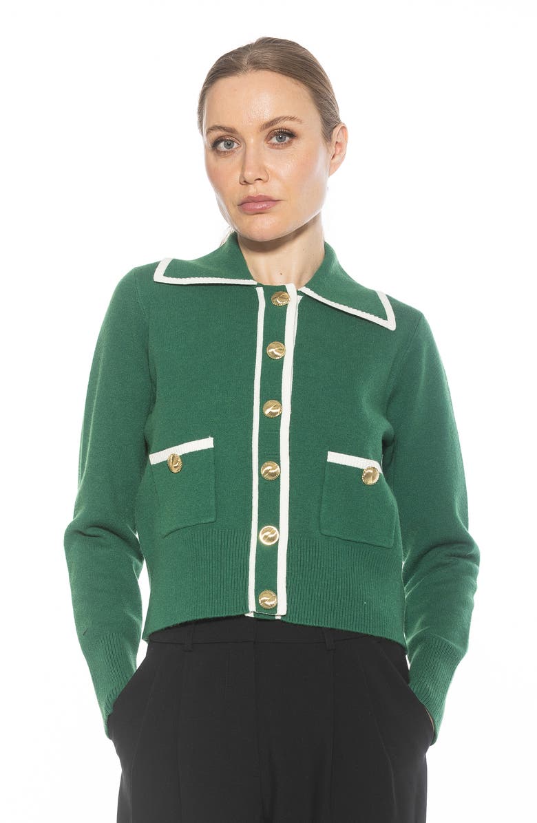 Alexia Admor Mari Tipped Sweater Jacket, Alternate, color, Emerald