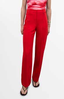MANGO Decorative Seam Stretch Straight Leg Pants