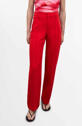 MANGO Decorative Seam Stretch Straight Leg Pants