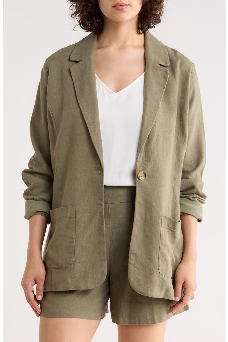 Bronson Linen Blend Blazer, Main, color, OLIVE