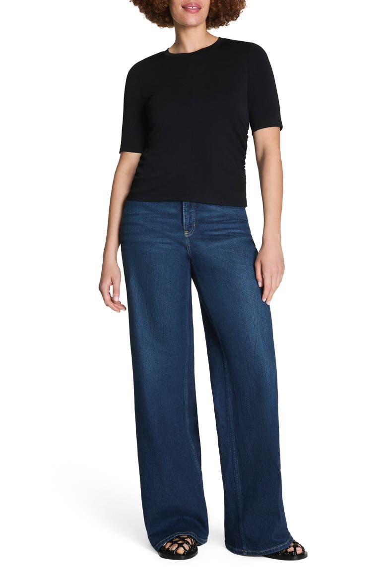 Sleek Ruched Jersey Top, Alternate, color, CLASSIC BLACK