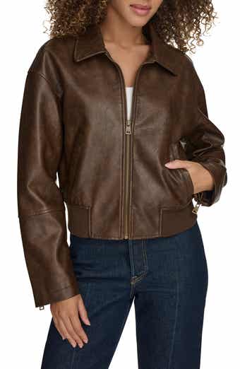 Faux Leather Bomber Jacket