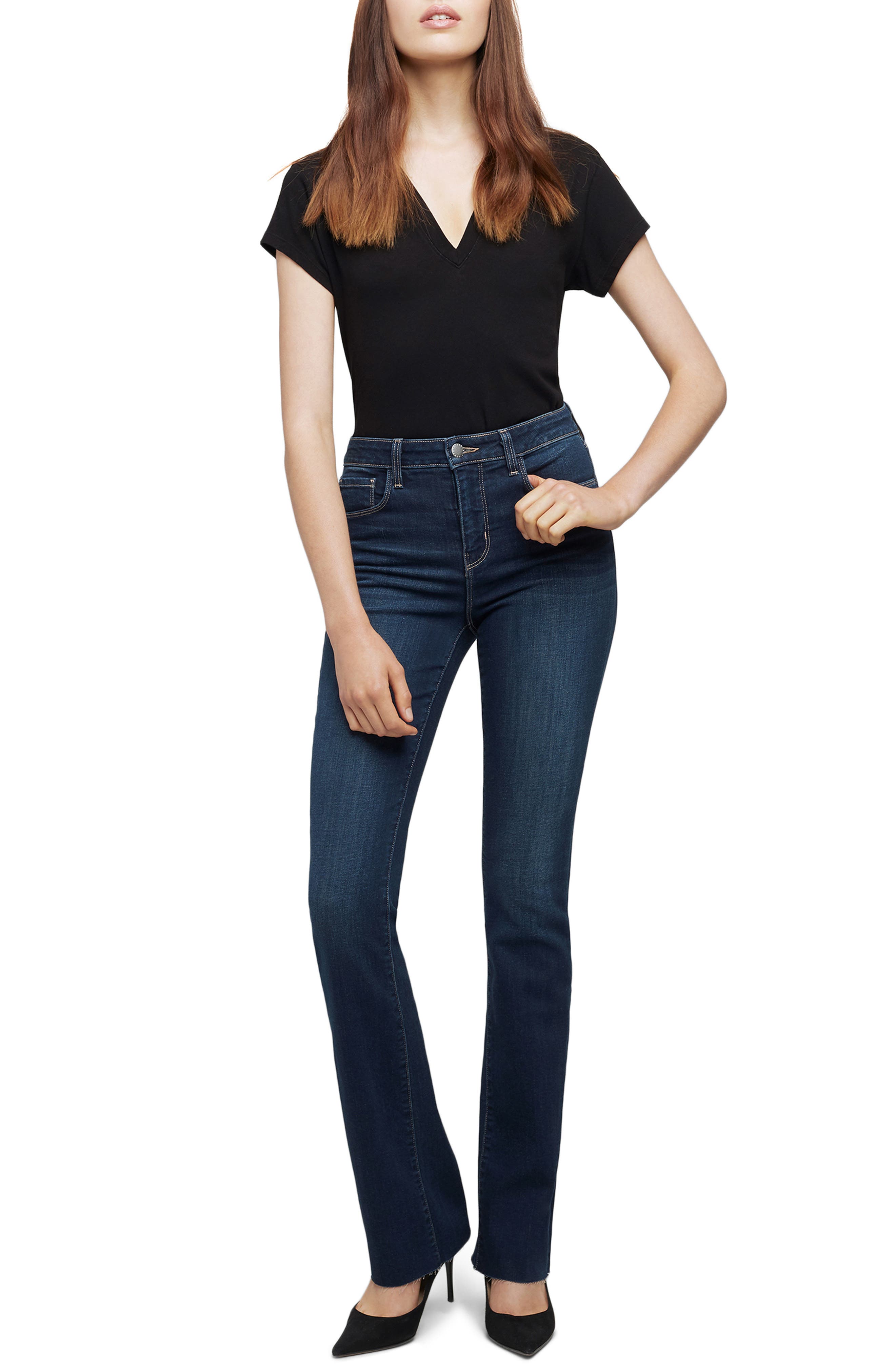 L'AGENCE Ruth High Waist Raw Hem Straight Leg Jeans