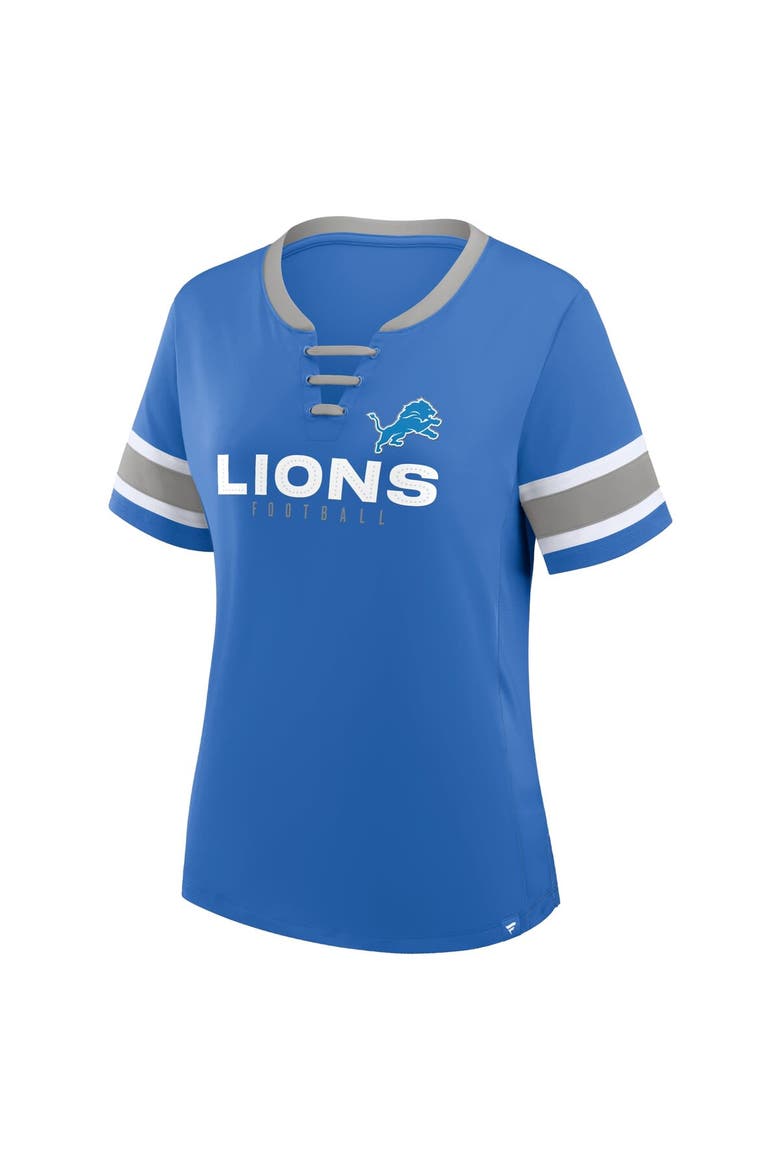 Women's Fanatics Blue Detroit Lions Redzone Draw Play Athena Lace-Up T-Shirt, Alternate, color, Blue