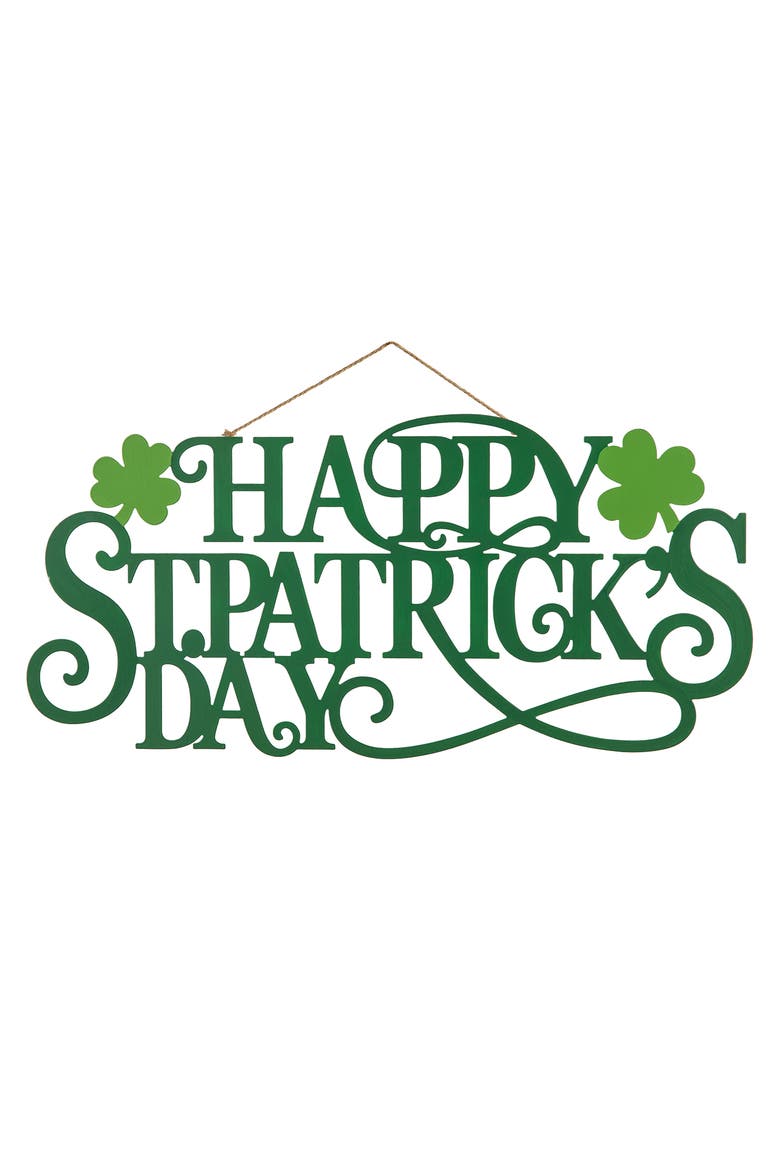 Metal HAPPY St. Patrick's Day Wall Decor, Main, color, Green