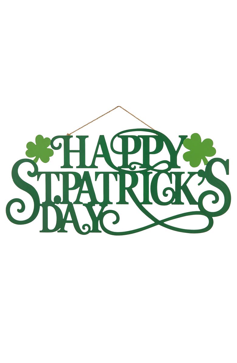 Glitzhome Metal HAPPY St. Patrick's Day Wall Decor, Main, color, Green