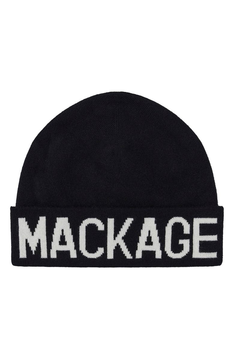 Mackage Kids' Kiko Cuff Recycled Wool Blend Rib Beanie, Main, color, Black