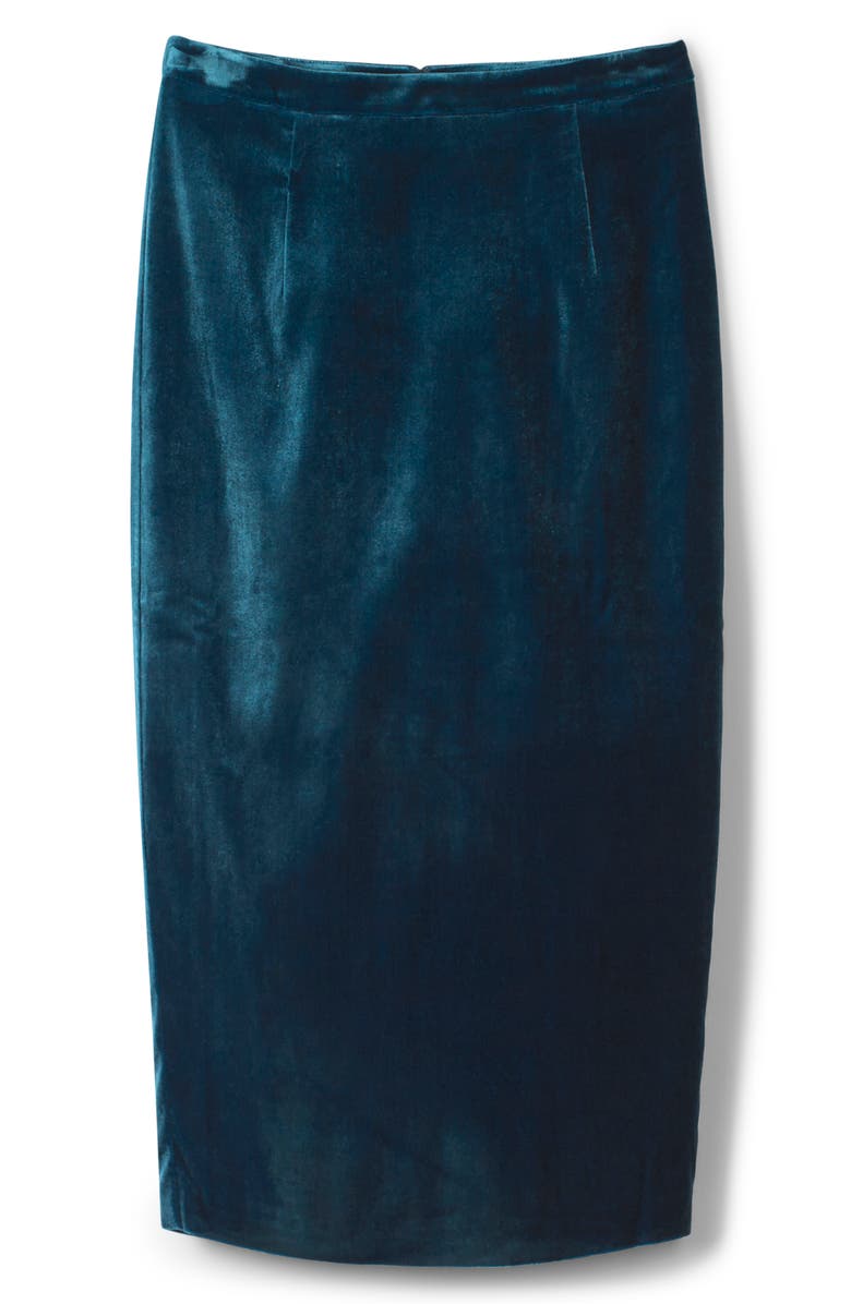 Boden Lorna Velvet Pencil Skirt, Alternate, color, Drummer Blue