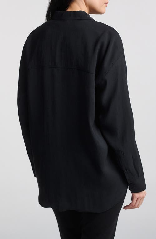 Mavi Jeans Oversize Satin Button-up Shirt In Black