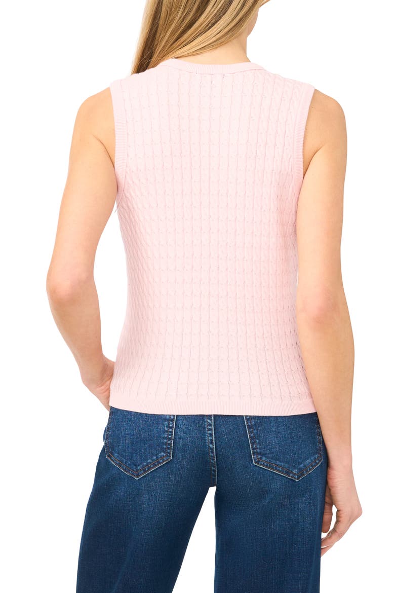 Cable Stitch Cotton Sweater Tank, Alternate, color, POTPOURRI