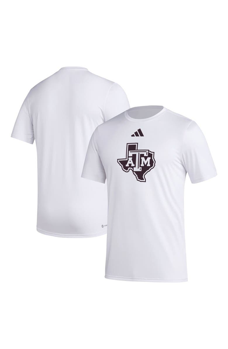 adidas Men's adidas White Texas A&M Aggies Primary Locker Logo Pre-Game AEROREADY T-Shirt, Alternate, color, White