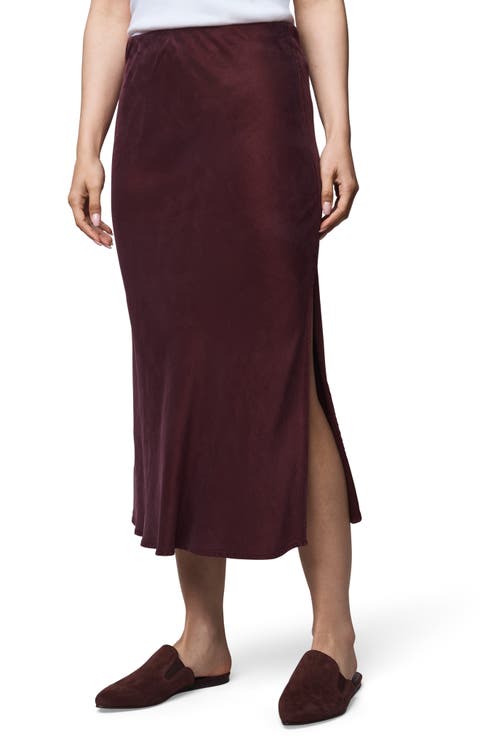 Serena Side Slit Satin Midi Skirt