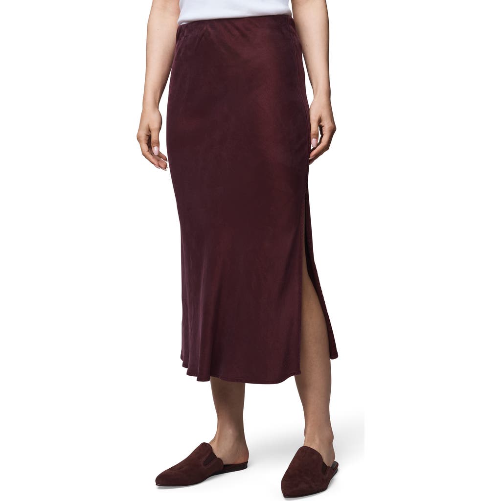 Splendid Serena Side Slit Satin Midi Skirt In Brown