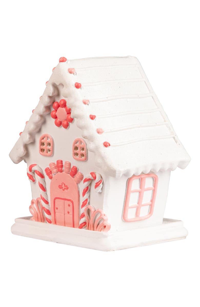 Northlight Lighted Glitter Frosted Floral Candy Cane House Christmas Decoration - 5", Alternate, color,