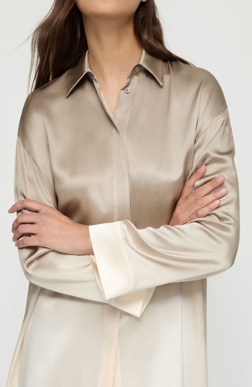 Lafayette 148 Silk Ombre Oversized Shirt In Hickory Multi