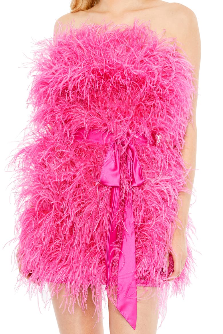 Strapless Feather Mini Dress, Alternate, color, PINK