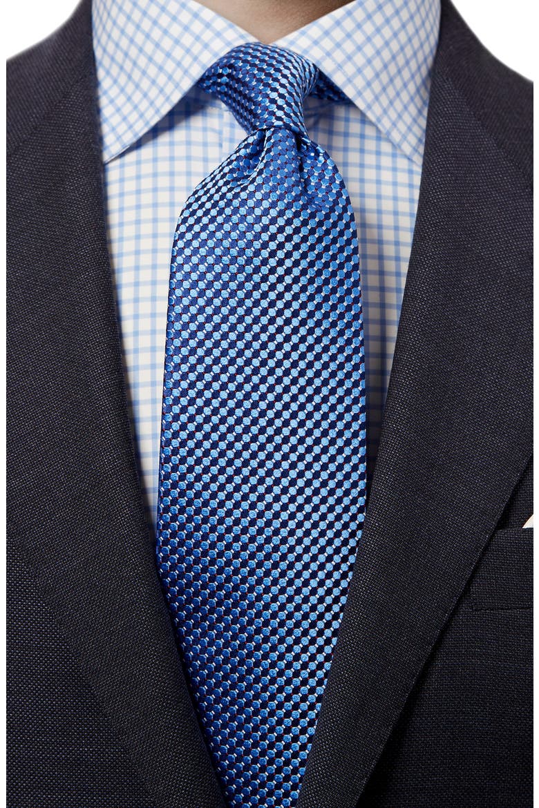 Microdot Silk Tie, Alternate, color, NAVY